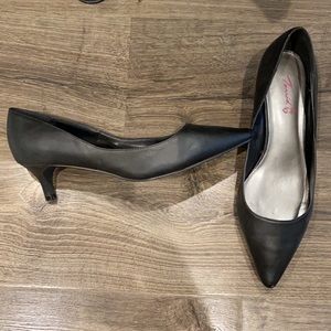Black faux leather kitten heel